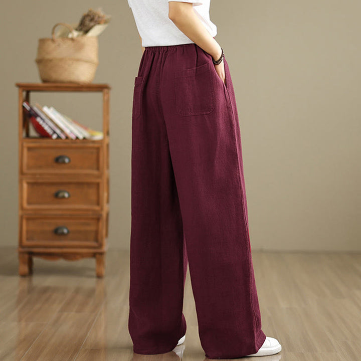 Pantalon sarouel rétro uni en coton avec cordon de serrage et poches pour femme Motif Buddha Stones - image 21