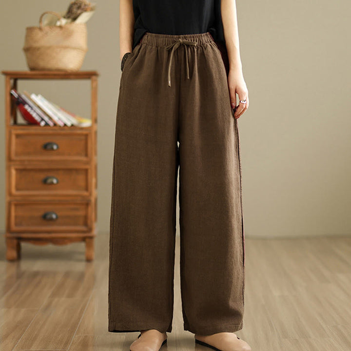 Pantalon sarouel rétro uni en coton avec cordon de serrage et poches pour femme Motif Buddha Stones - image 17