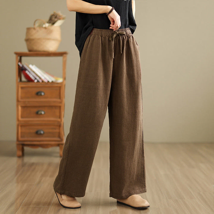 Pantalon sarouel rétro uni en coton avec cordon de serrage et poches pour femme Motif Buddha Stones - Terre de sienne - US8-10，UK/AU12-14，EU40-42 (2XL) - image 15