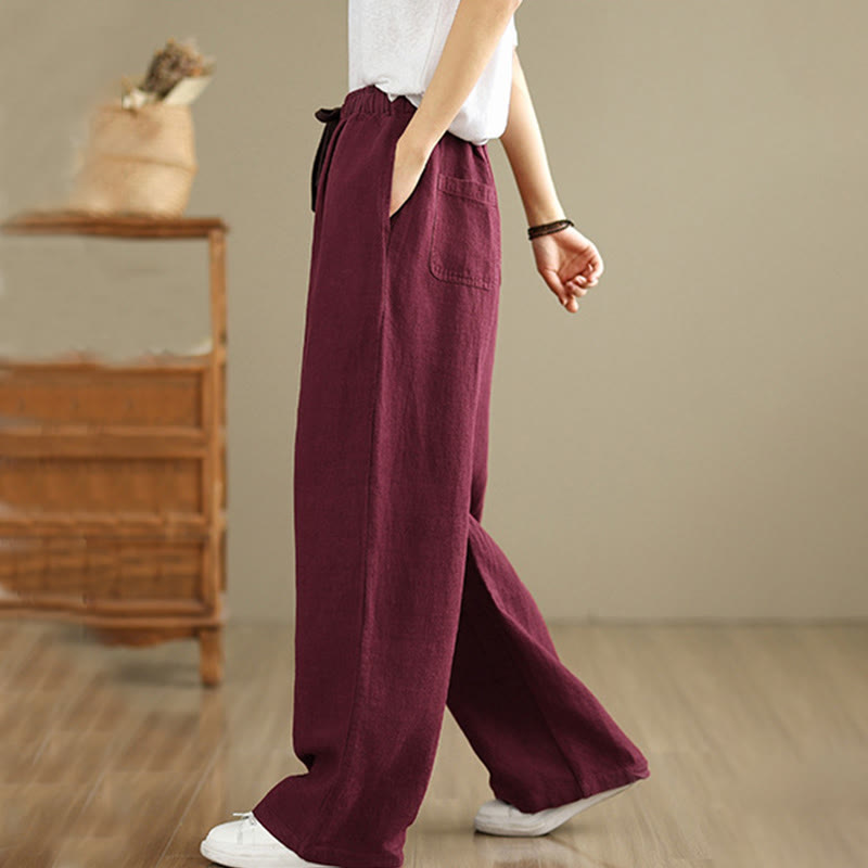 Pantalon sarouel rétro uni en coton avec cordon de serrage et poches pour femme Motif Buddha Stones - image 22