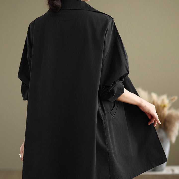 Veste en coton et lin à manches longues pour femme avec poches et boutons unis Motif Buddha Stones - image 15