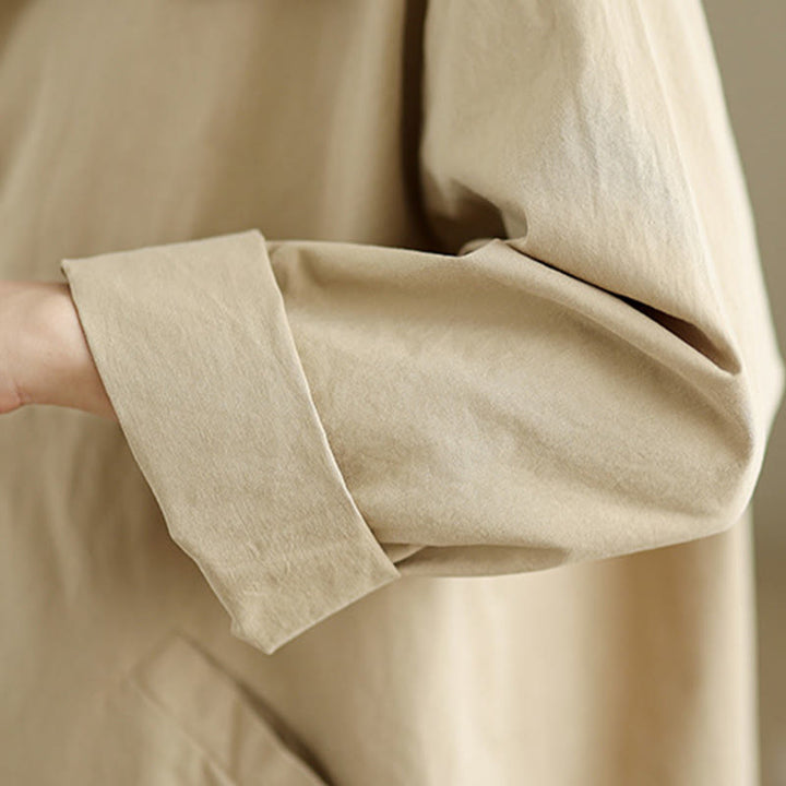 Veste en coton et lin à manches longues pour femme avec poches et boutons unis Motif Buddha Stones - image 7