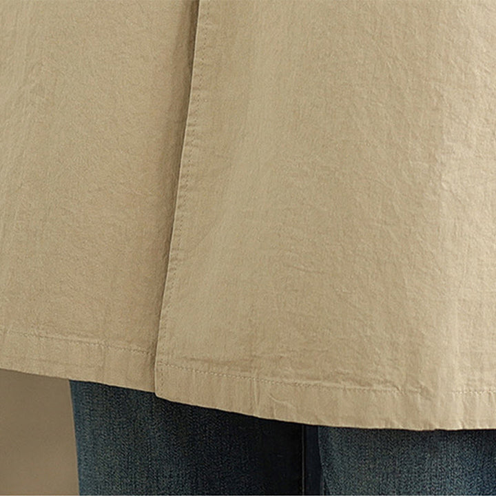 Veste en coton et lin à manches longues pour femme avec poches et boutons unis Motif Buddha Stones - image 10