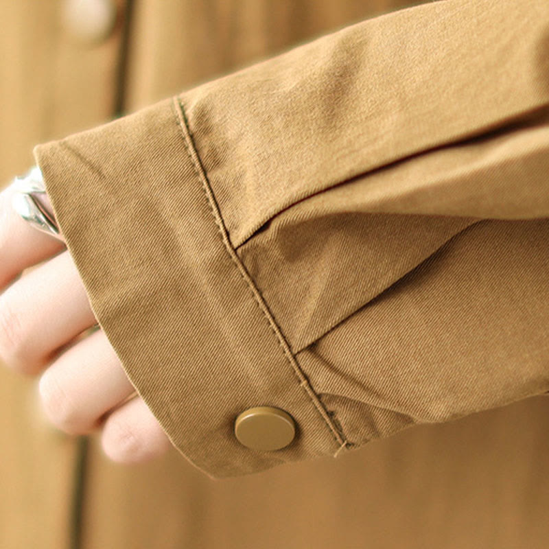 Veste à capuche décontractée en coton et lin avec cordon de serrage et poches Buddha Stones pour femme - image 15