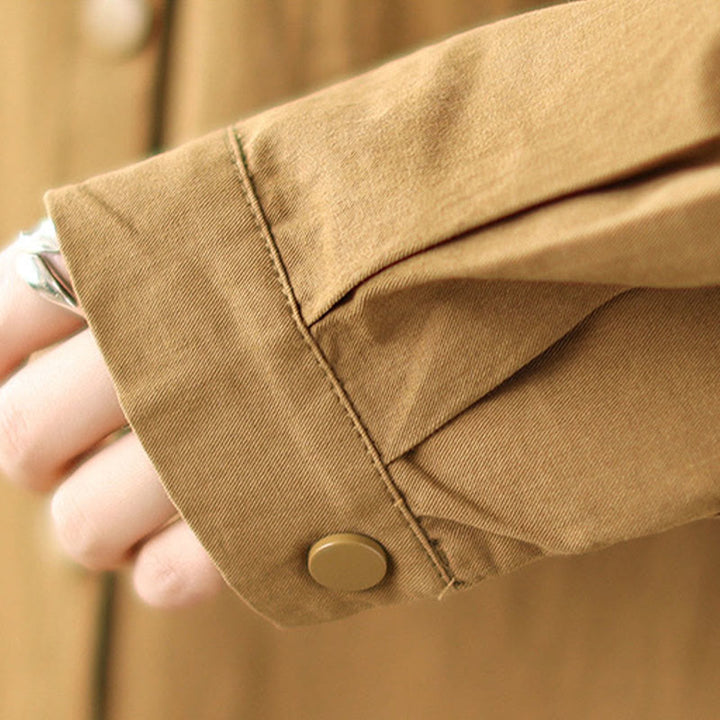 Veste à capuche décontractée en coton et lin avec cordon de serrage et poches Buddha Stones pour femme - image 14