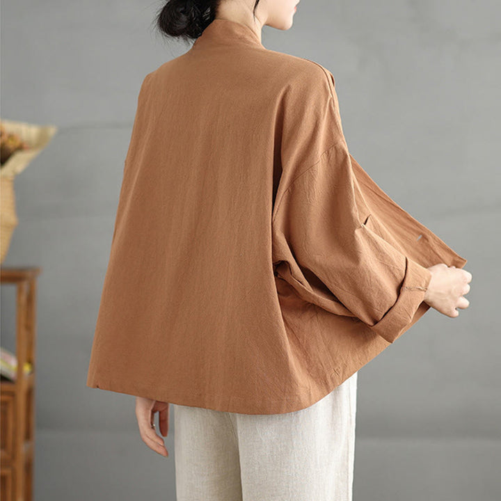 Veste courte décontractée vintage à manches longues, ouverte sur le devant et dotée de poches , de la Buddha Stones - image 1