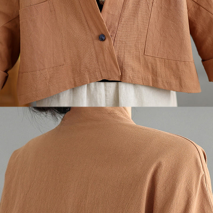 Veste courte décontractée vintage à manches longues, ouverte sur le devant et dotée de poches , de la Buddha Stones - image 7