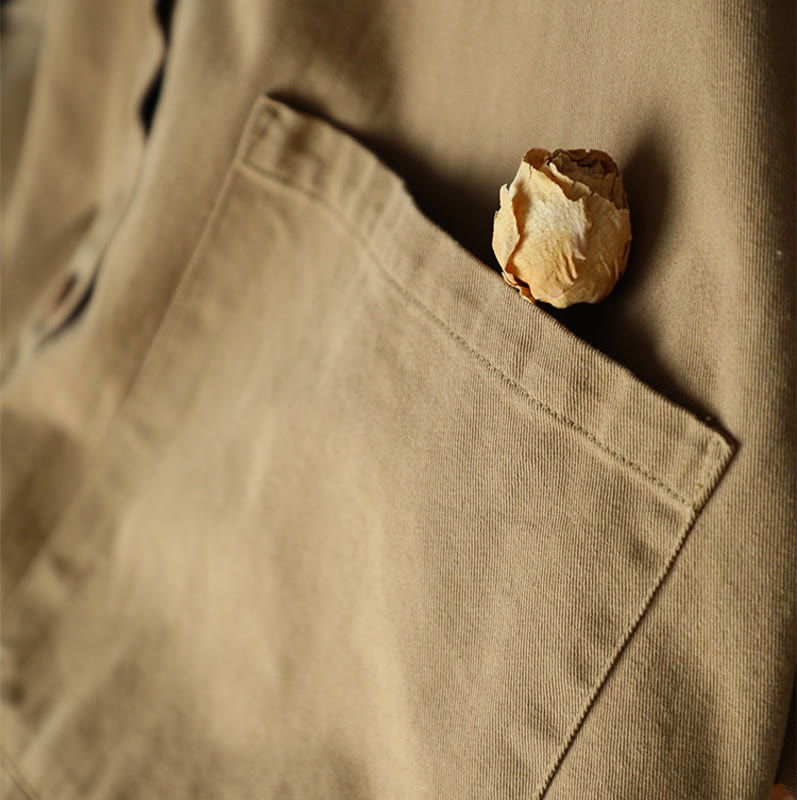 Veste en coton décontractée vintage Buddha Stones pour femme, couleur unie, avec poches - image 7