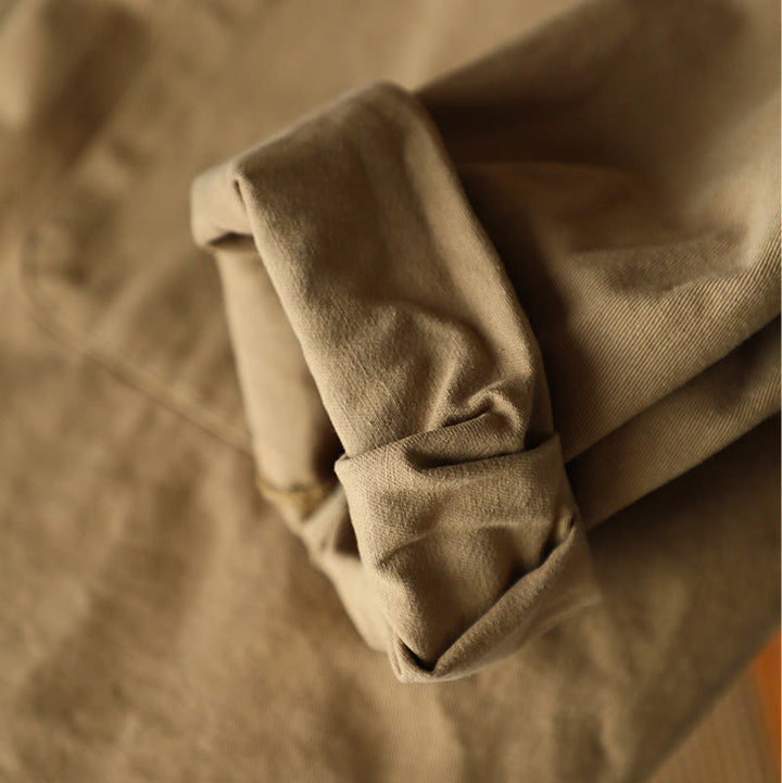 Veste en coton décontractée vintage Buddha Stones pour femme, couleur unie, avec poches - image 8