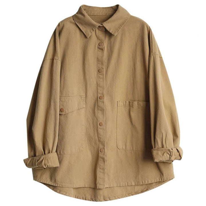 Veste en coton décontractée vintage Buddha Stones pour femme, couleur unie, avec poches - image 9