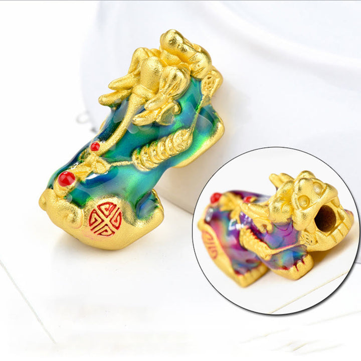 Bracelet de richesse en perles d'obsidienne arc-en-ciel en cuivre et Buddha Stones Fengshui Pixiu - image 13