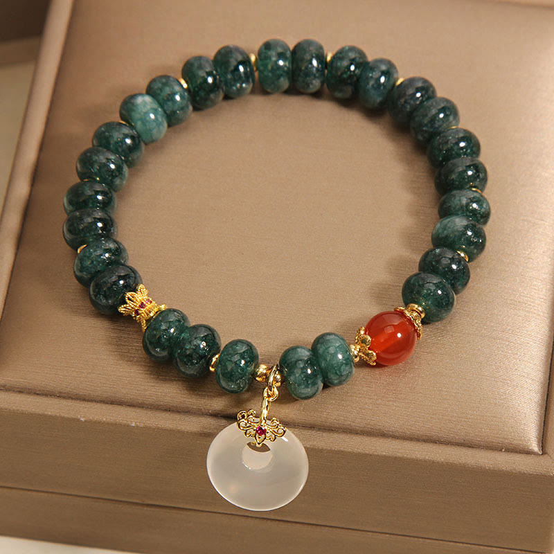 Bracelet de prospérité avec boucle de paix et perles de jade bleu en Buddha Stones - image 3