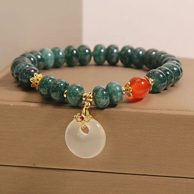 Bracelet de prospérité avec boucle de paix et perles de jade bleu en Buddha Stones - image 2
