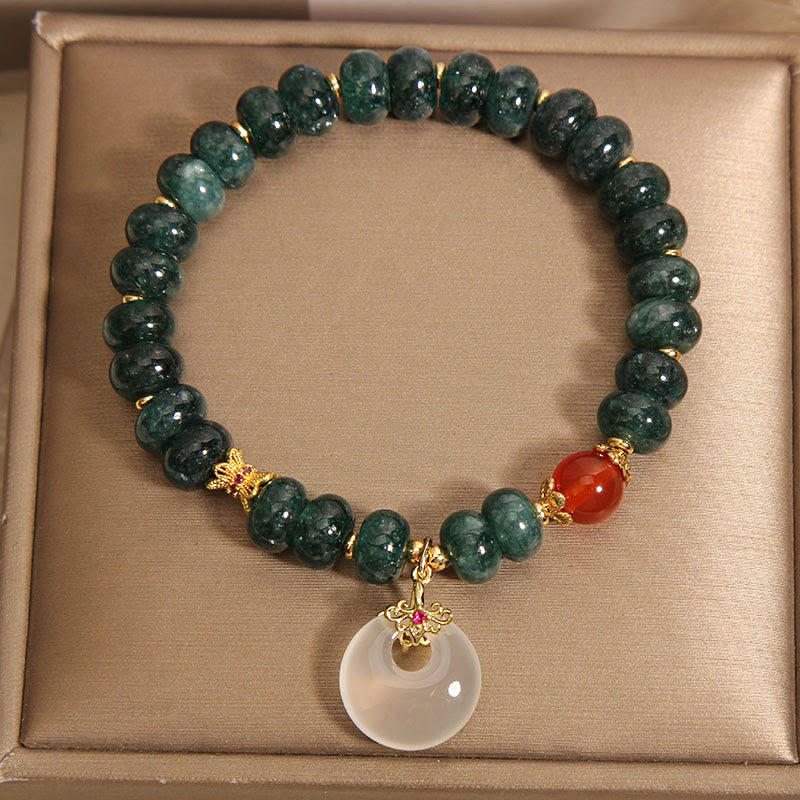 Bracelet de prospérité avec boucle de paix et perles de jade bleu en Buddha Stones - image 9