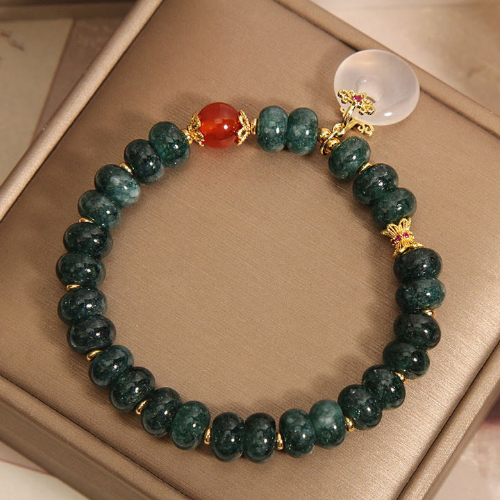 Bracelet de prospérité avec boucle de paix et perles de jade bleu en Buddha Stones - image 4