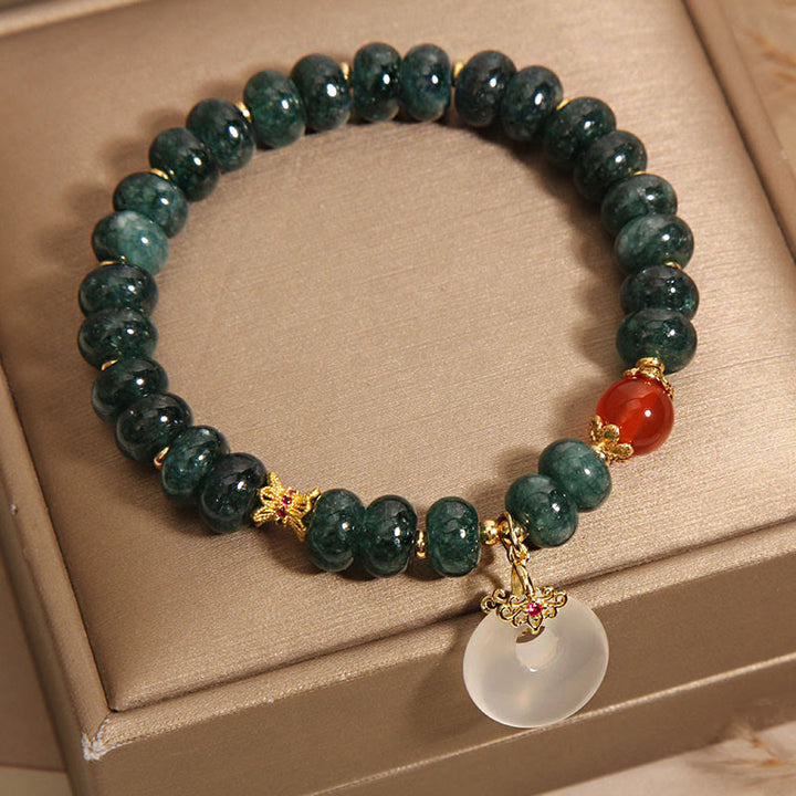 Bracelet de prospérité avec boucle de paix et perles de jade bleu en Buddha Stones - image 5