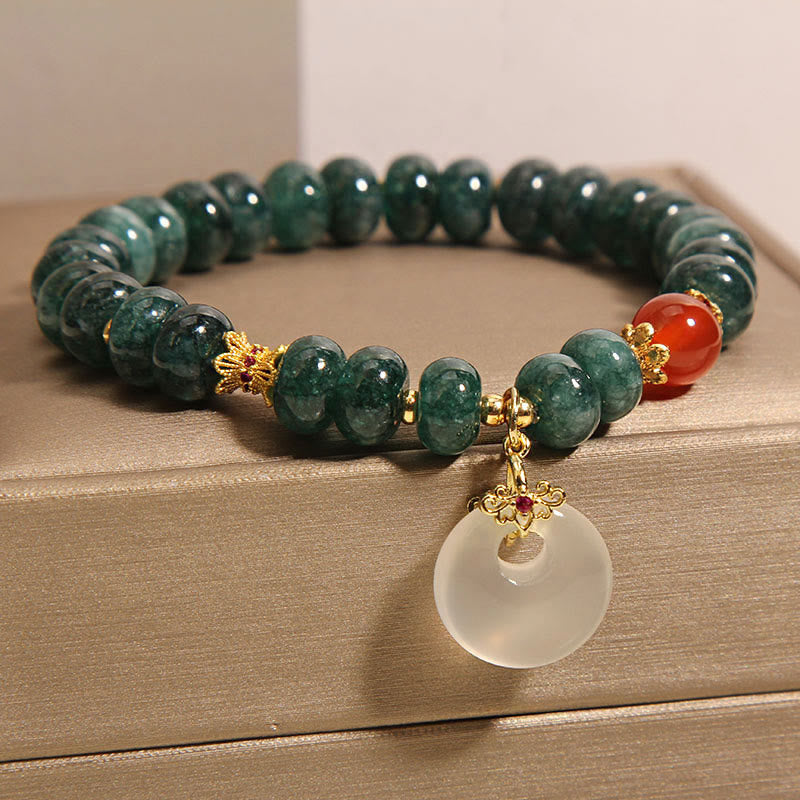 Bracelet de prospérité avec boucle de paix et perles de jade bleu en Buddha Stones - image 6