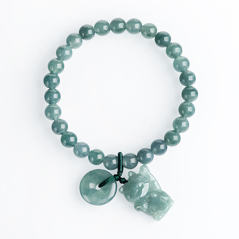 Bracelet de prospérité en jade bleu avec boucle de paix et pierre de Buddha Stones - image 3