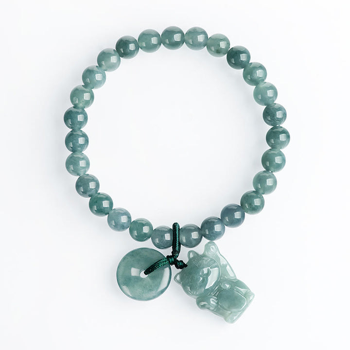 Bracelet de prospérité en jade bleu avec boucle de paix et pierre de Buddha Stones - image 3