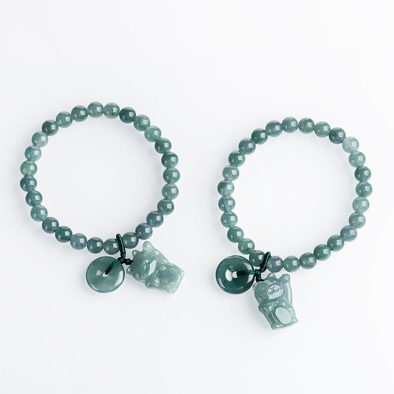 Bracelet de prospérité en jade bleu avec boucle de paix et pierre de Buddha Stones - image 10