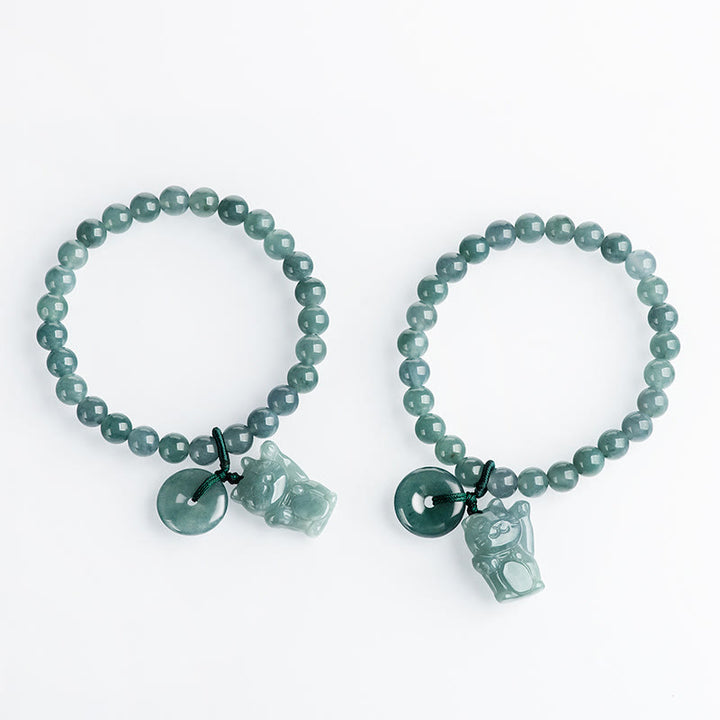 Bracelet de prospérité en jade bleu avec boucle de paix et pierre de Buddha Stones - image 10