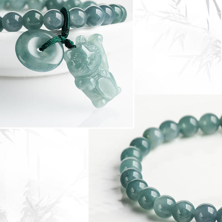 Bracelet de prospérité en jade bleu avec boucle de paix et pierre de Buddha Stones - image 9