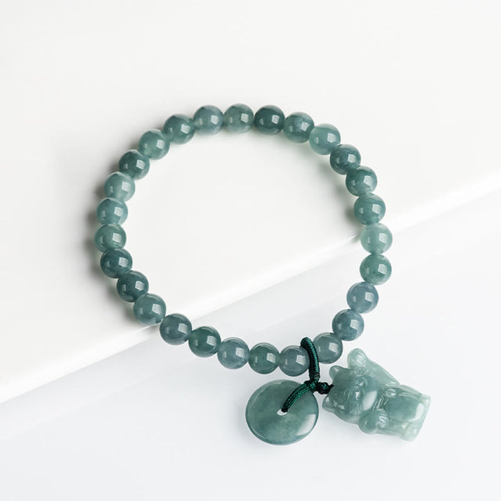 Bracelet de prospérité en jade bleu avec boucle de paix et pierre de Buddha Stones - image 11