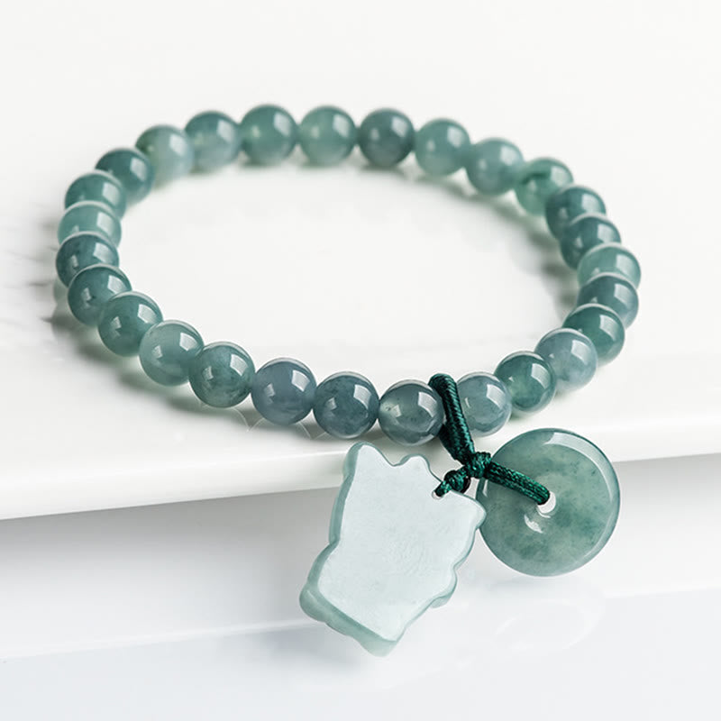 Bracelet de prospérité en jade bleu avec boucle de paix et pierre de Buddha Stones - image 2