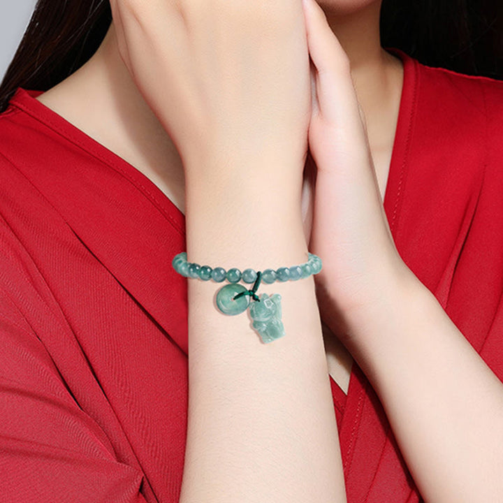 Bracelet de prospérité en jade bleu avec boucle de paix et pierre de Buddha Stones - image 5
