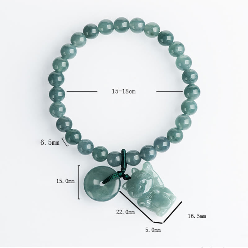 Bracelet de prospérité en jade bleu avec boucle de paix et pierre de Buddha Stones - image 8