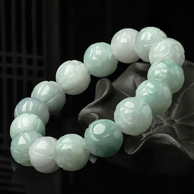 Bracelet de prospérité en jade naturel sculpté avec des Buddha Stones - image 3