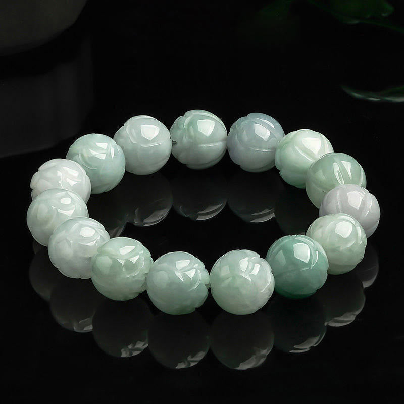Bracelet de prospérité en jade naturel sculpté avec des Buddha Stones - Jade-13,5 mm - image 1