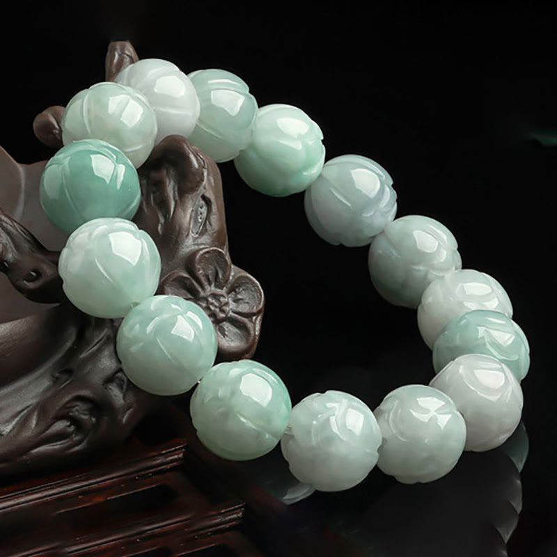 Bracelet de prospérité en jade naturel sculpté avec des Buddha Stones - image 2