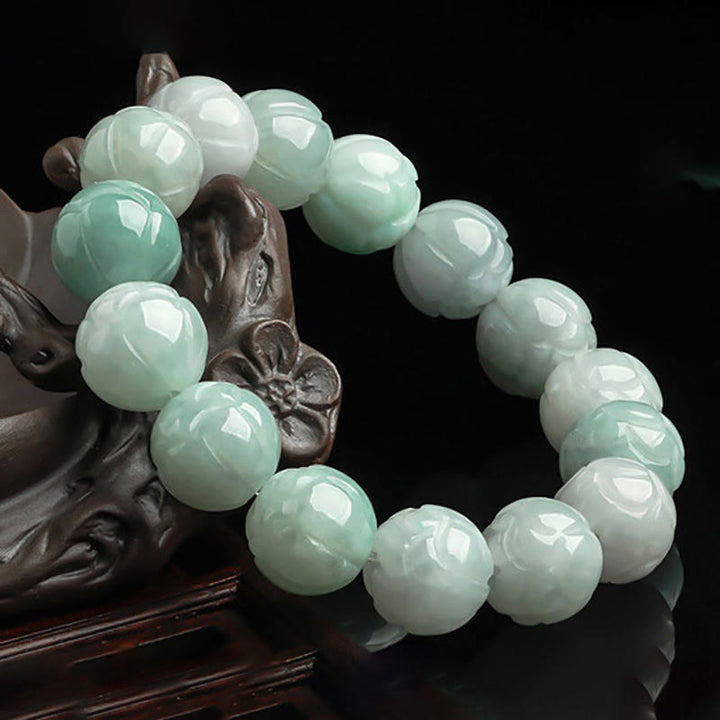Bracelet de prospérité en jade naturel sculpté avec des Buddha Stones - image 2