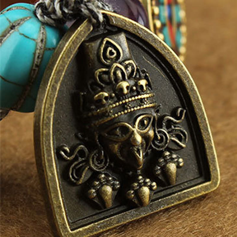 Bracelet de protection en corde avec Buddha Stones tibétaines, œil de Bouddha turquoise, lotus Zakiram - image 11