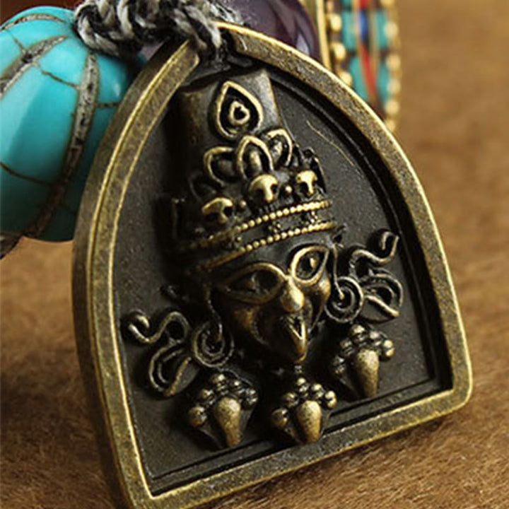 Bracelet de protection en corde avec Buddha Stones tibétaines, œil de Bouddha turquoise, lotus Zakiram - image 11
