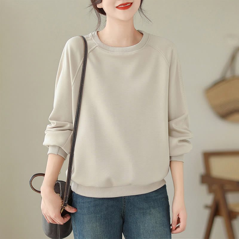 Sweat-shirt ras du cou en coton uni avec motif Buddha Stones Fall pour femme  - Blanc antique - US14，UK/AU18，EU46 (2XL) - image 1