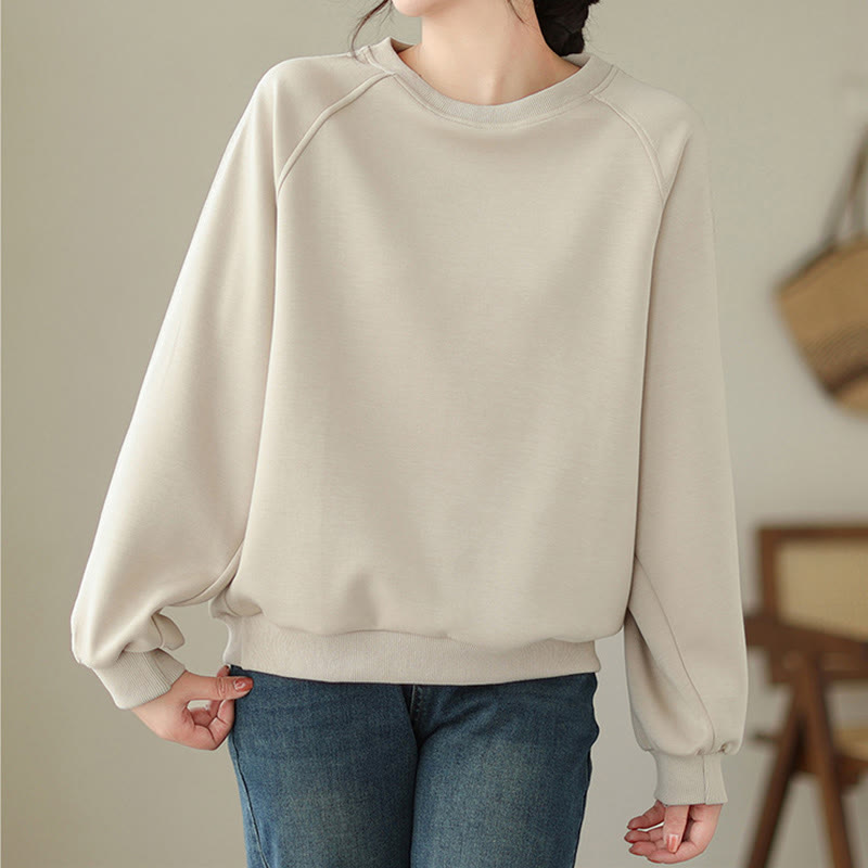 Sweat-shirt ras du cou en coton uni avec motif Buddha Stones Fall pour femme  - image 4