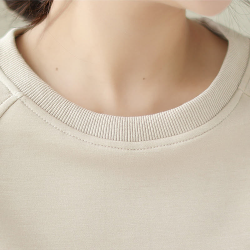 Sweat-shirt ras du cou en coton uni avec motif Buddha Stones Fall pour femme  - image 5