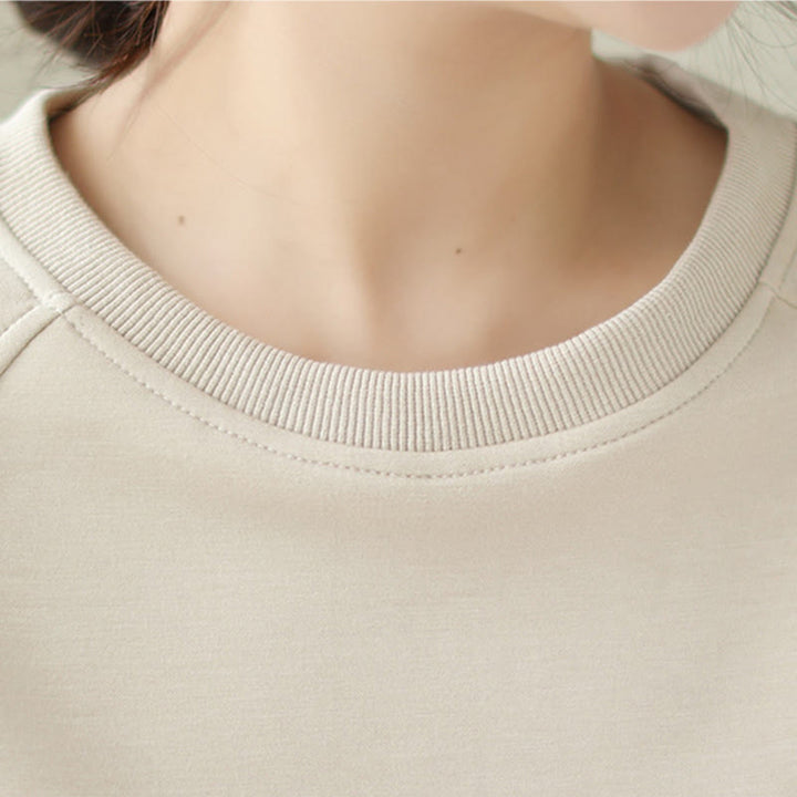 Sweat-shirt ras du cou en coton uni avec motif Buddha Stones Fall pour femme  - image 5