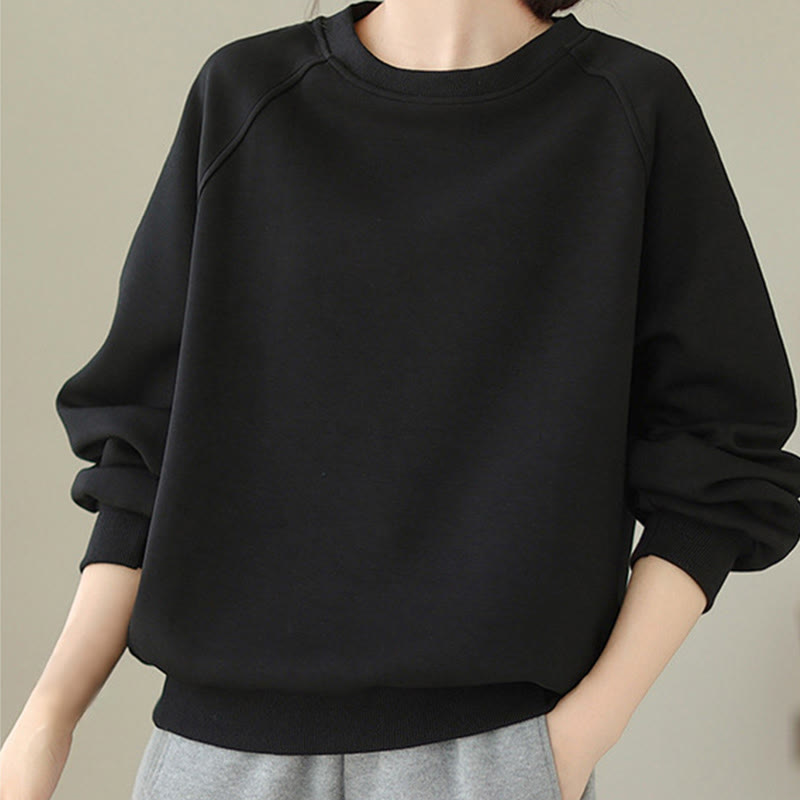 Sweat-shirt ras du cou en coton uni avec motif Buddha Stones Fall pour femme  - image 12