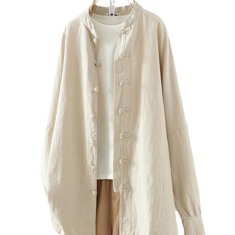 Chemise en coton et lin à motif grenouille chinoise simple et unie pour femme, motif Buddha Stones - image 10