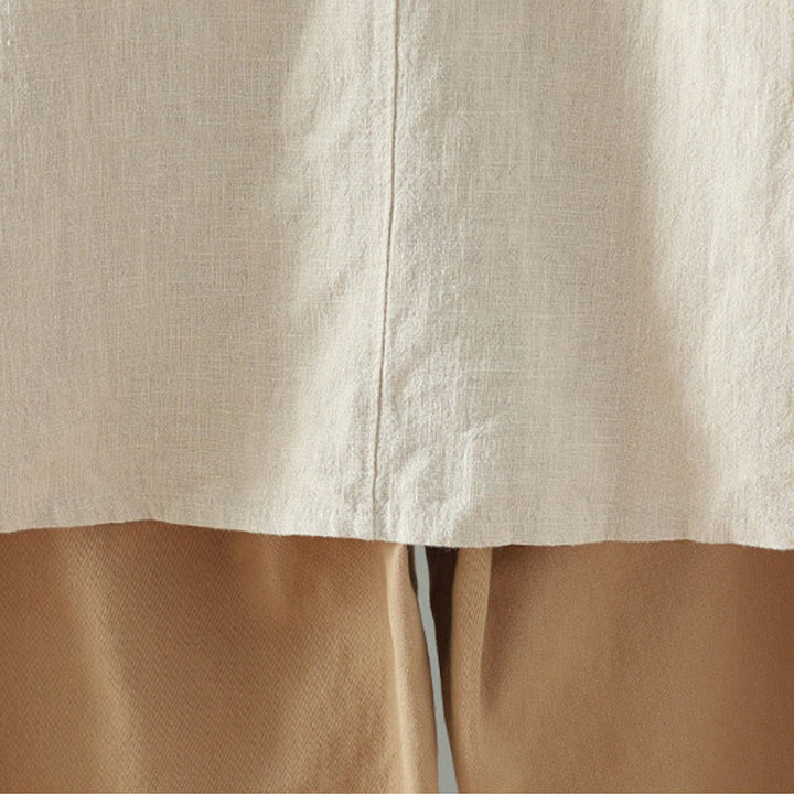 Chemise en coton et lin à motif grenouille chinoise simple et unie pour femme, motif Buddha Stones - image 9