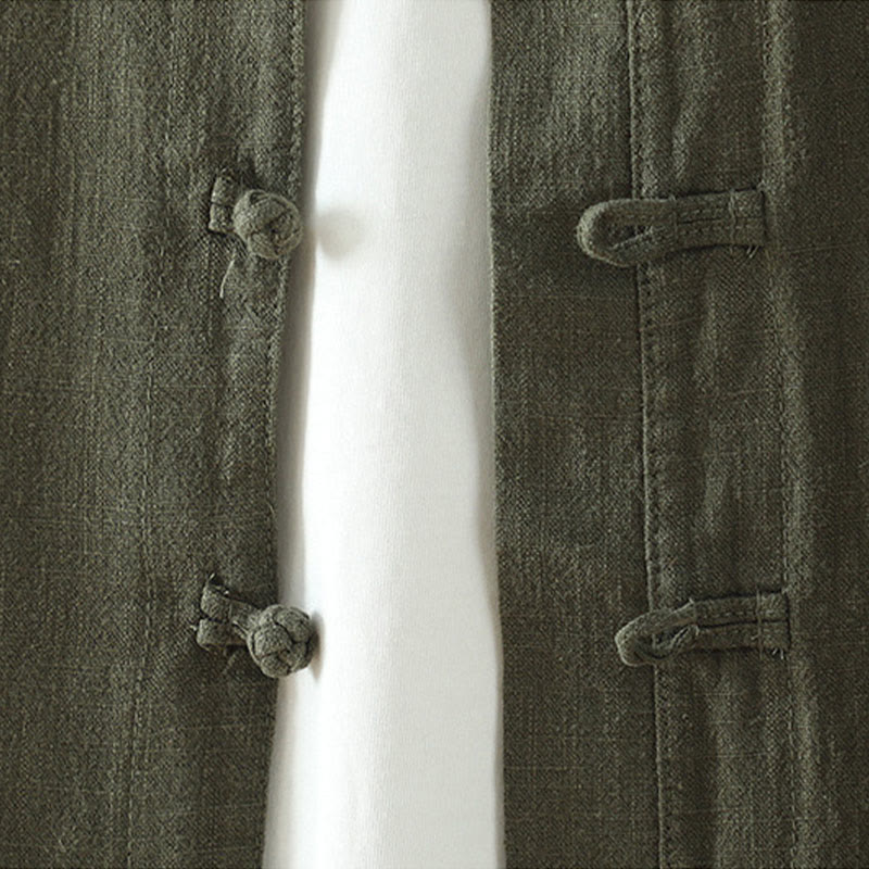Chemise en coton et lin à motif grenouille chinoise simple et unie pour femme, motif Buddha Stones - image 14