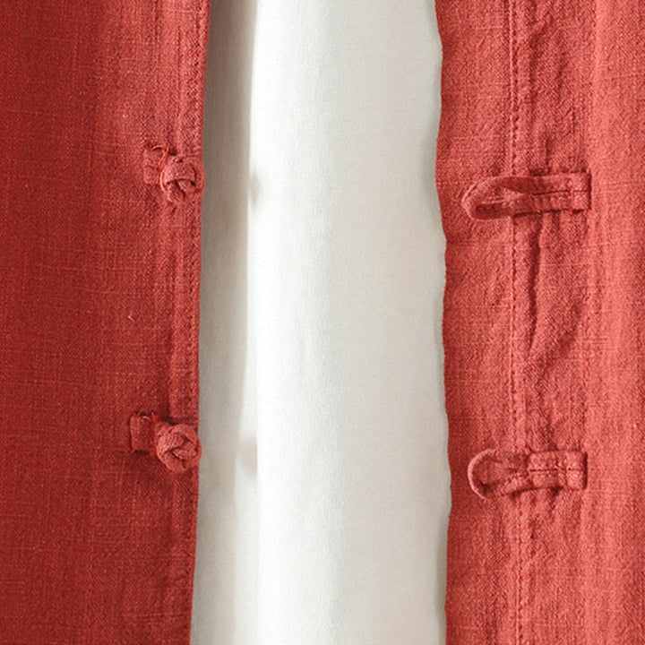 Chemise en coton et lin à motif grenouille chinoise simple et unie pour femme, motif Buddha Stones - image 17