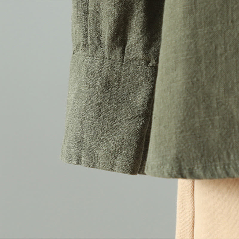 Chemise en coton et lin à motif grenouille chinoise simple et unie pour femme, motif Buddha Stones - image 14