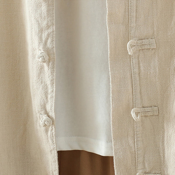 Chemise en coton et lin à motif grenouille chinoise simple et unie pour femme, motif Buddha Stones - image 6