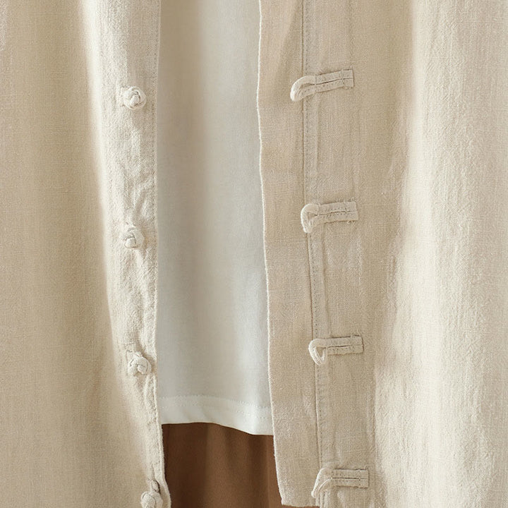 Chemise en coton et lin à motif grenouille chinoise simple et unie pour femme, motif Buddha Stones - image 4