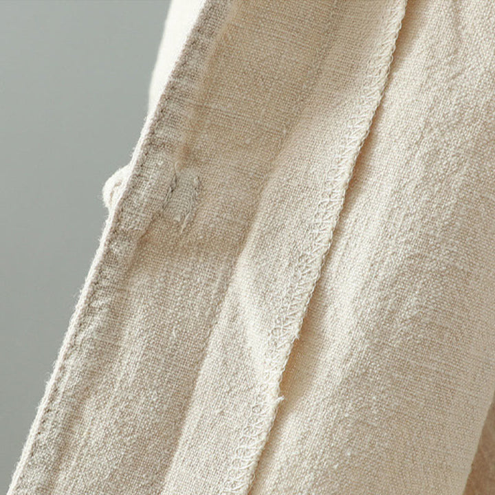 Chemise en coton et lin à motif grenouille chinoise simple et unie pour femme, motif Buddha Stones - image 8