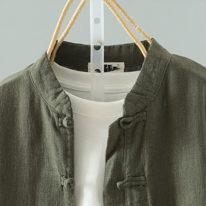 Chemise en coton et lin à motif grenouille chinoise simple et unie pour femme, motif Buddha Stones - image 12